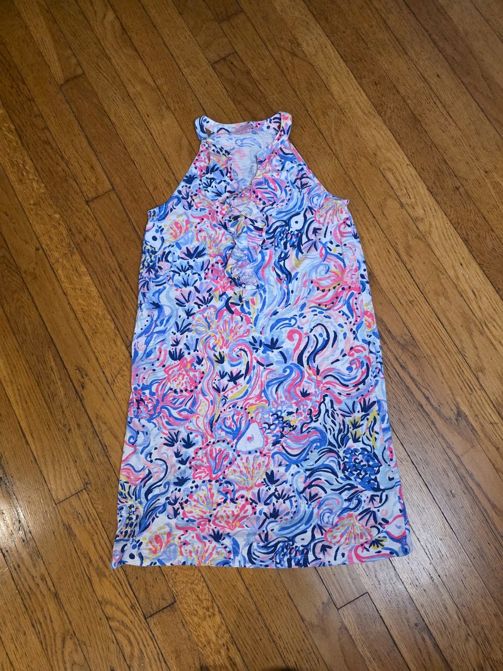 Lilly Pulitzer Pink Blue Floral Halter Dress - Picture 2 of 3